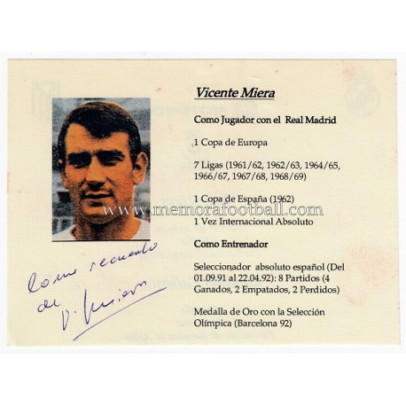 "VICENTE MIERA" Real Madrid CF Autograph