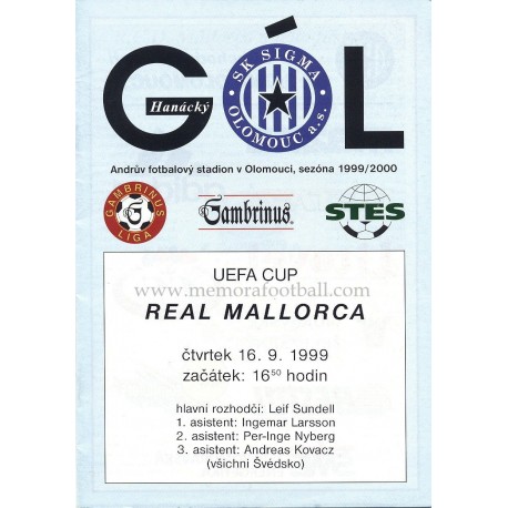 SK Sigma Olomouc v Real Mallorca UEFA Cup 1999/2000 Official Programme